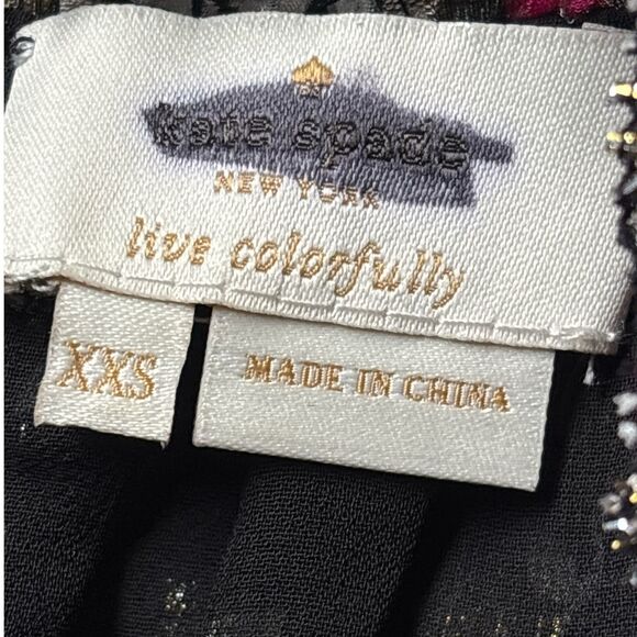 Kate Spade Floral Park Clip Dot Top Medium Metallic Ruffle Silk Romantic Red New - Picture 6 of 7